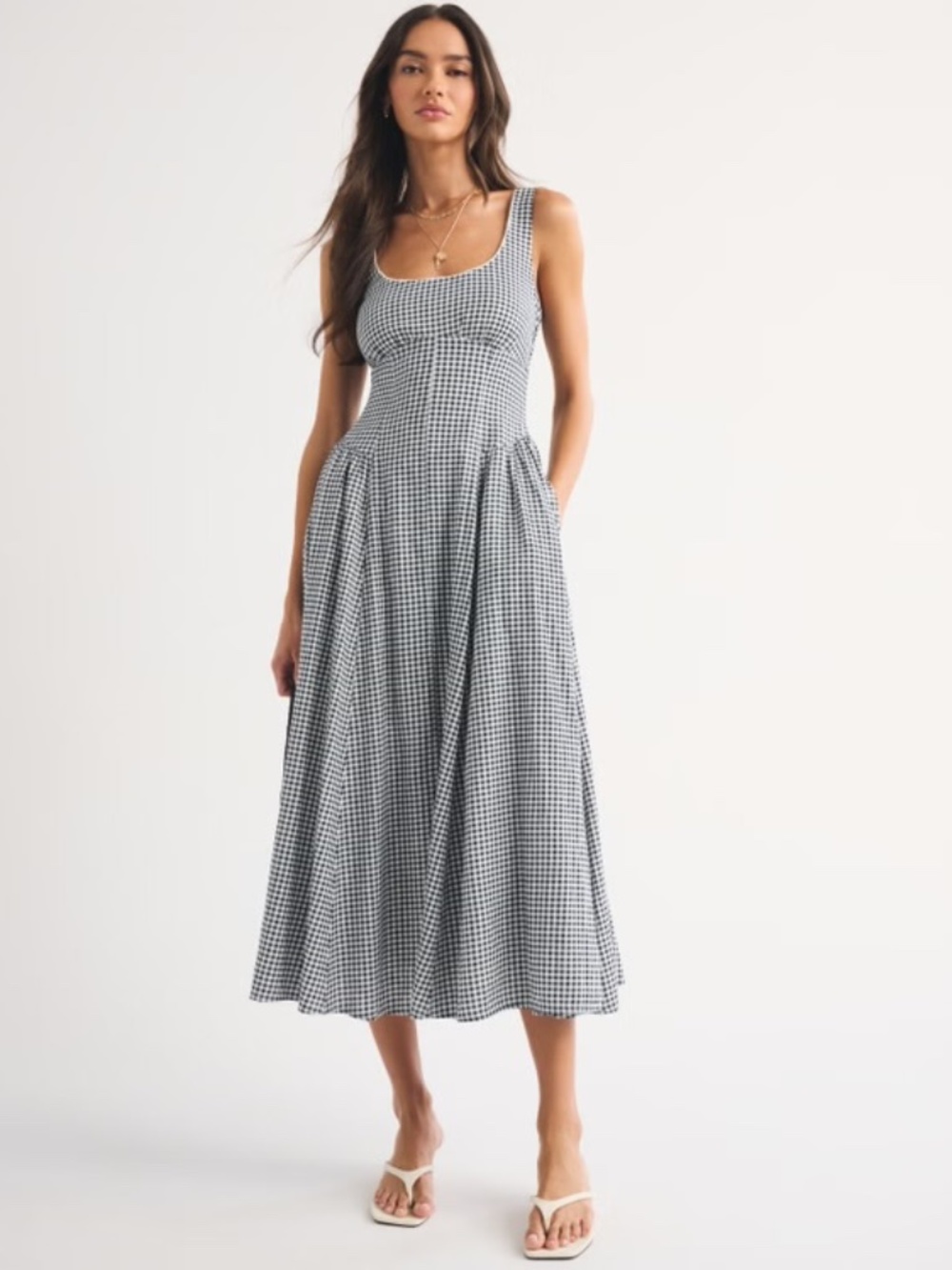 *NEW WITH TAGS* Linen-Blend A&F Bra-Free Dylan Midi Dress